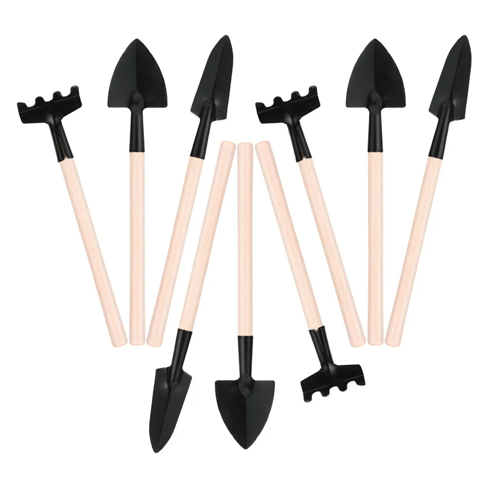 

9pcs Mini Garden Shovel Tools Compact Metal Portable Set Comfortable Handle Planting Transplant Loose Soil Wood Gardening Child