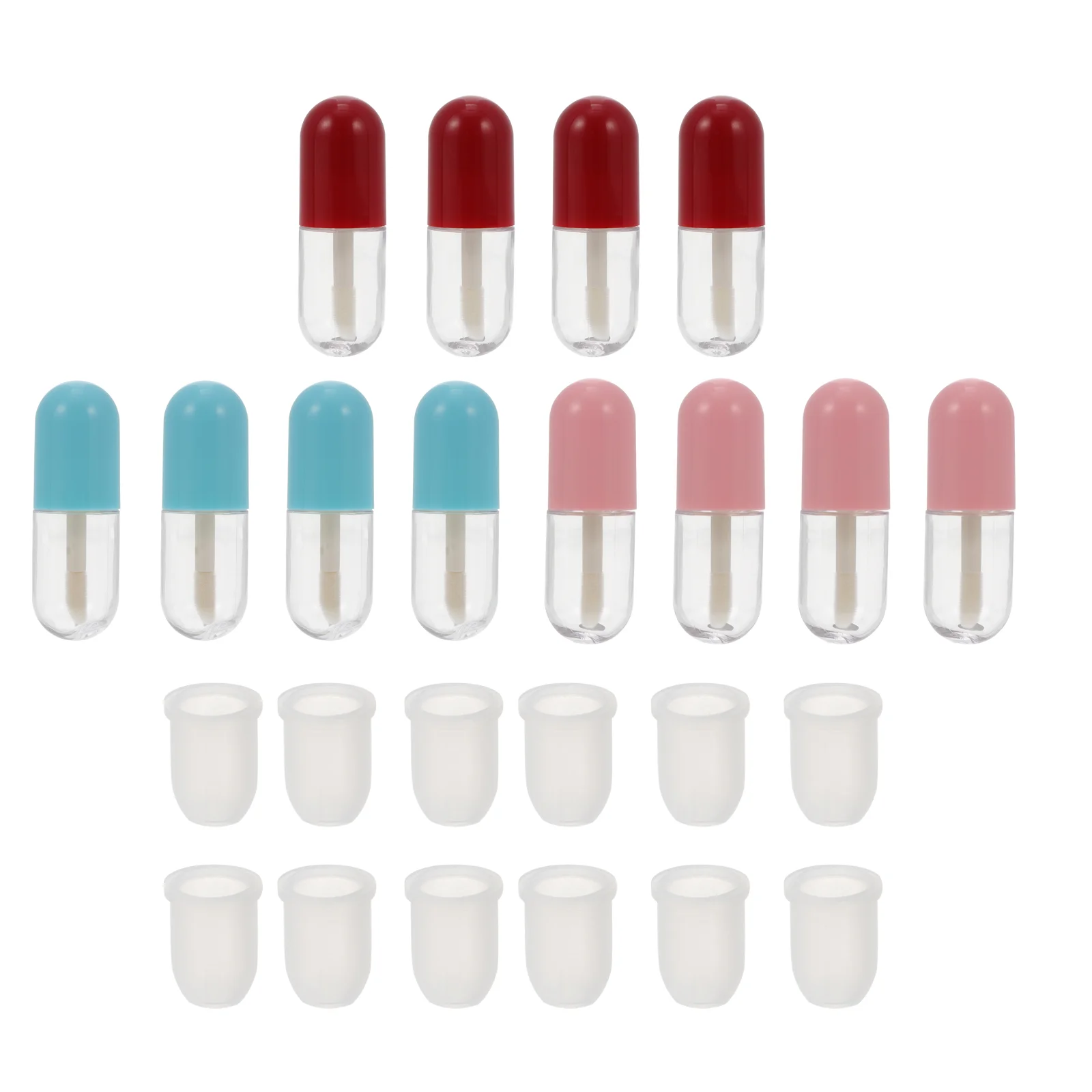 Capsules de rouges à lèvres en plastique avec kit compte-gouttes, tube brillant, baume africain, lot de 12 pièces