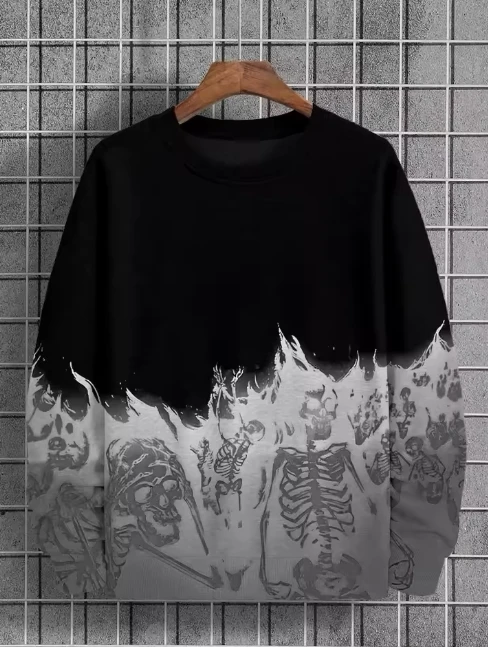 

Spring utumn New Fashion Brand Men's Sweatshirt Trendy Color-Blocked Loose Round Neck Long Sleeve T-shirt Top Casual2025