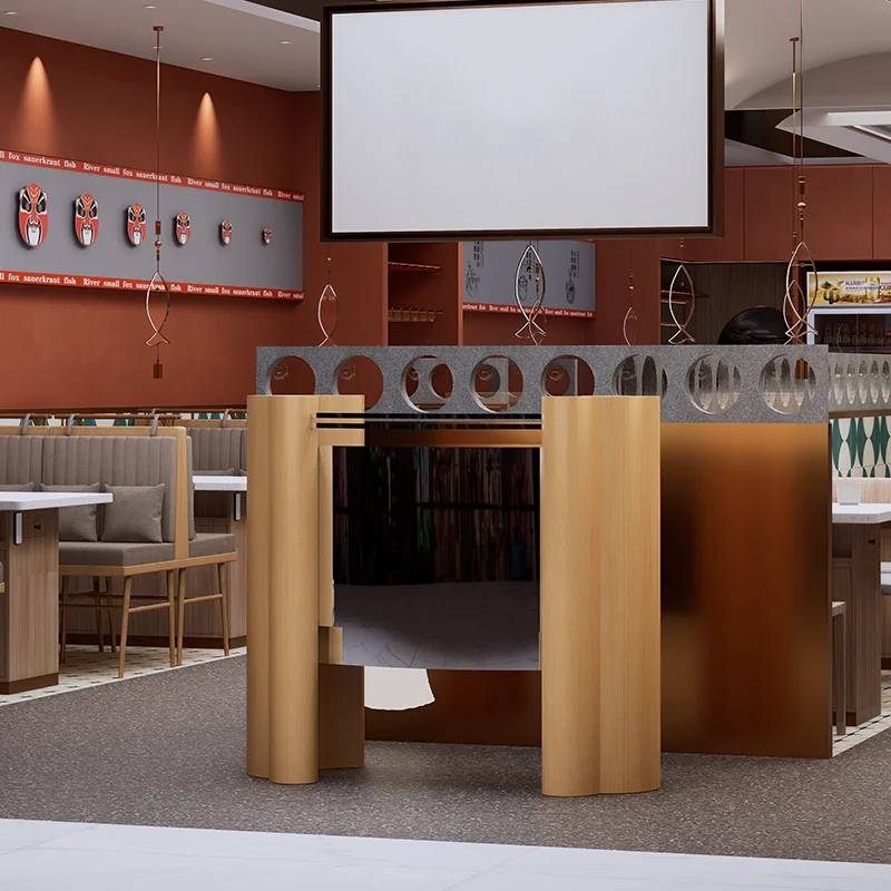 

Приветственная стойка регистрации, простая современная стойка регистрации компании, остров ресторана, касса из нержавеющей стали, руководство по столу на заказ