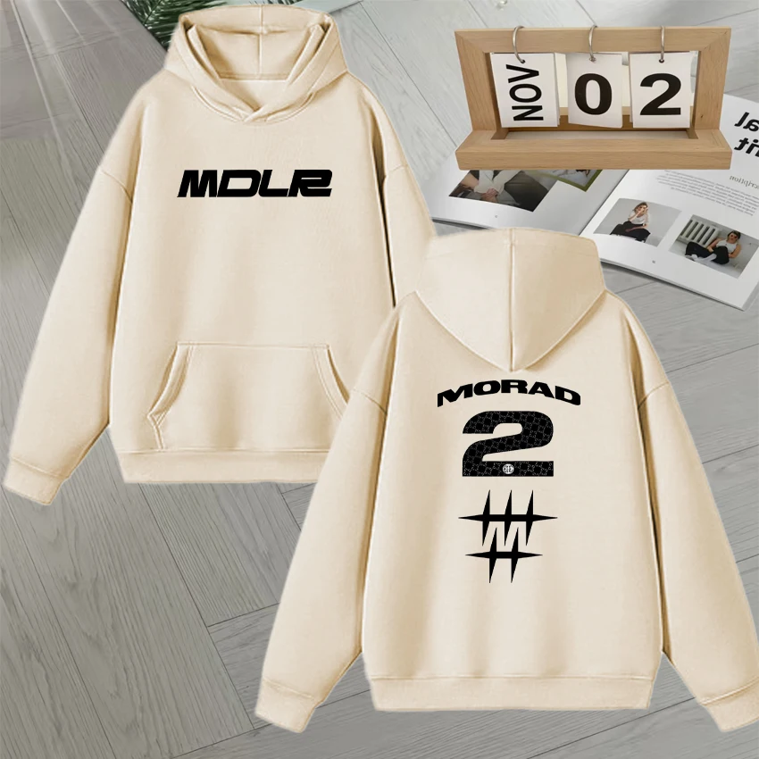 Rapper Morad MDLR Tour 2025 Double Sided Print Hoodie Men Women Long sleeve Hip Hop Pullover Casual Oversized Fleece Sweatshirts