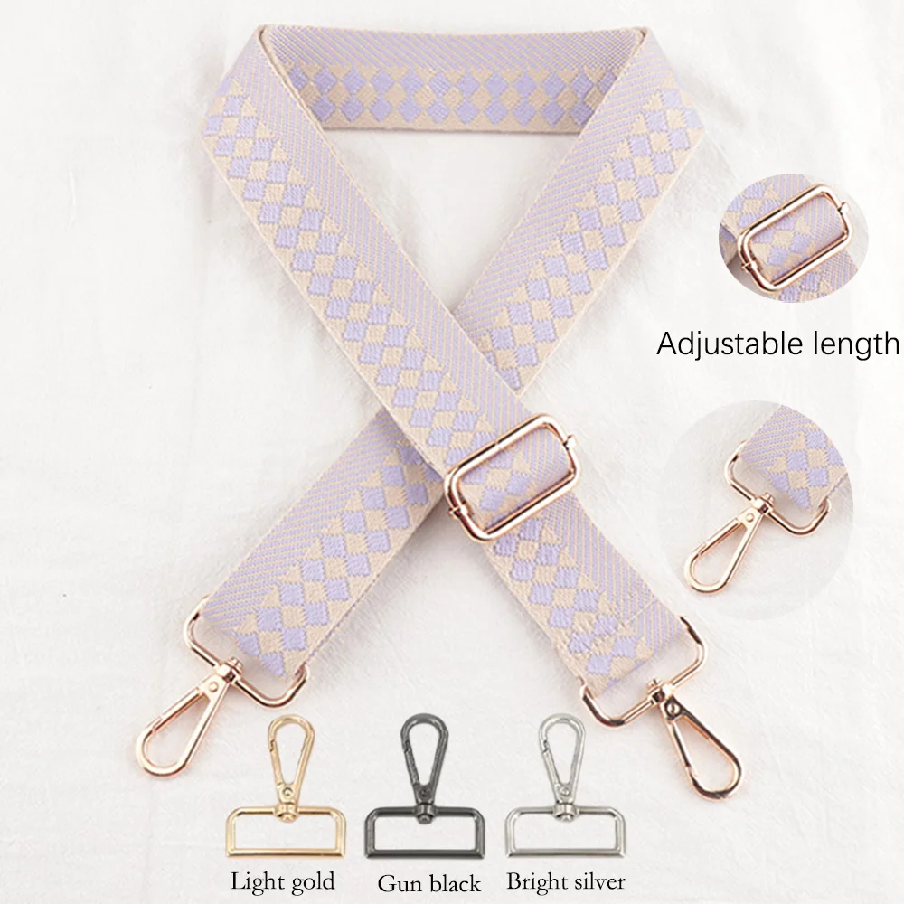 

3.8CM New Adjustable Strap Width Women's Crossbody With Colourful Stripe Pattern Diy Thickened Fashion Nylon Bag Carrying Strap