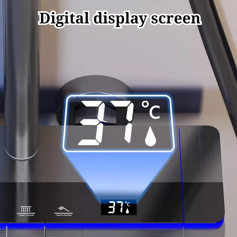 Home Intelligent Digital Display Wall Mounted Shower Set Easy Use Multifunctional Shower Trim System Durable Bathroom Fixture view 3