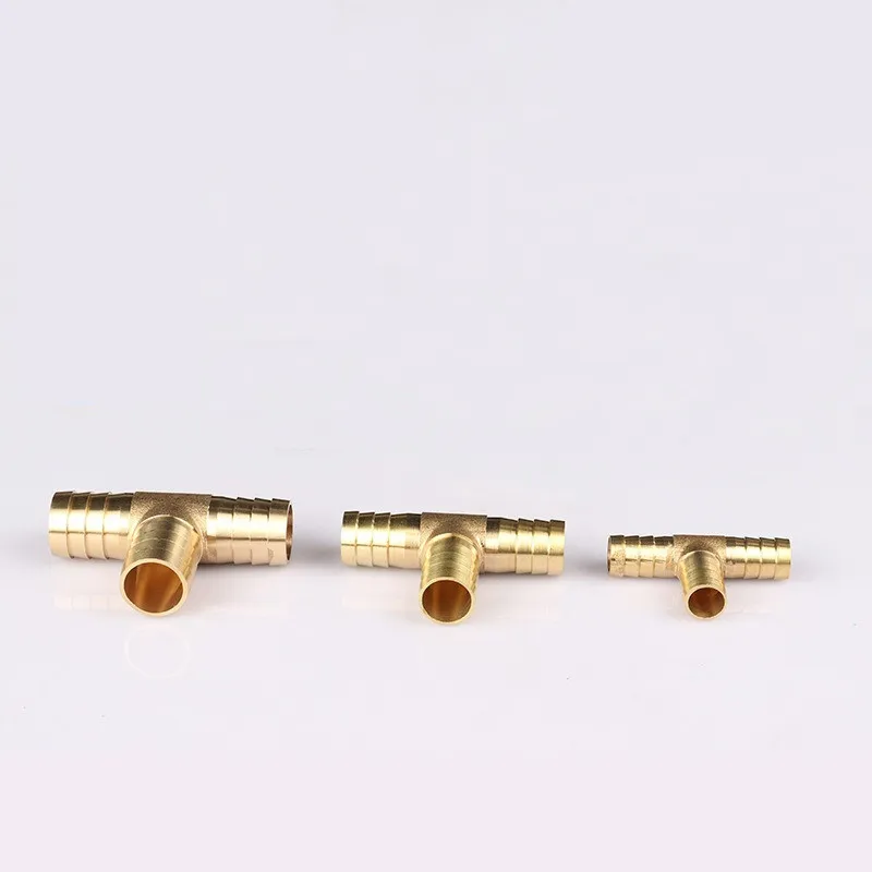 T-shaped hose Tracheal Three-way Connector with Brass Water Pipe Adapter 4 5 6 8 10 12 14 16 19 25mm Coupler Triclamp