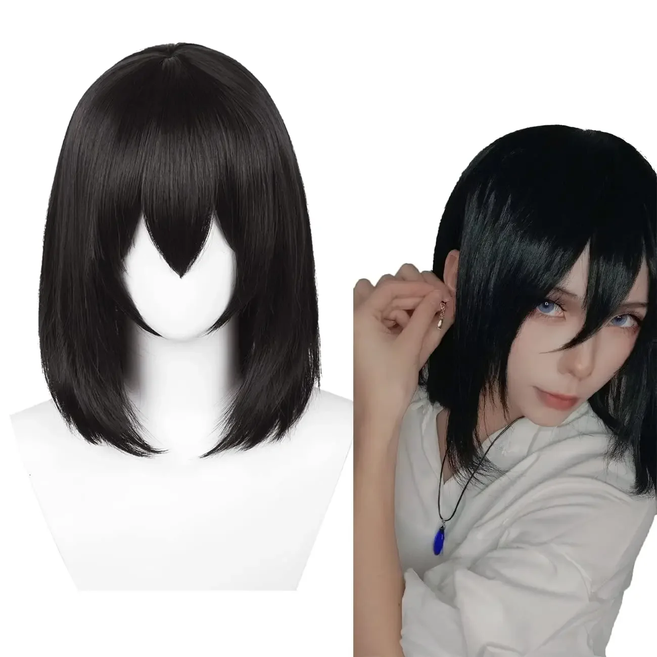 Black Bob Wig for Women Men Howl Cosplay Wig Synthetic Hair Wig Medium Length for Halloween Party Wigs