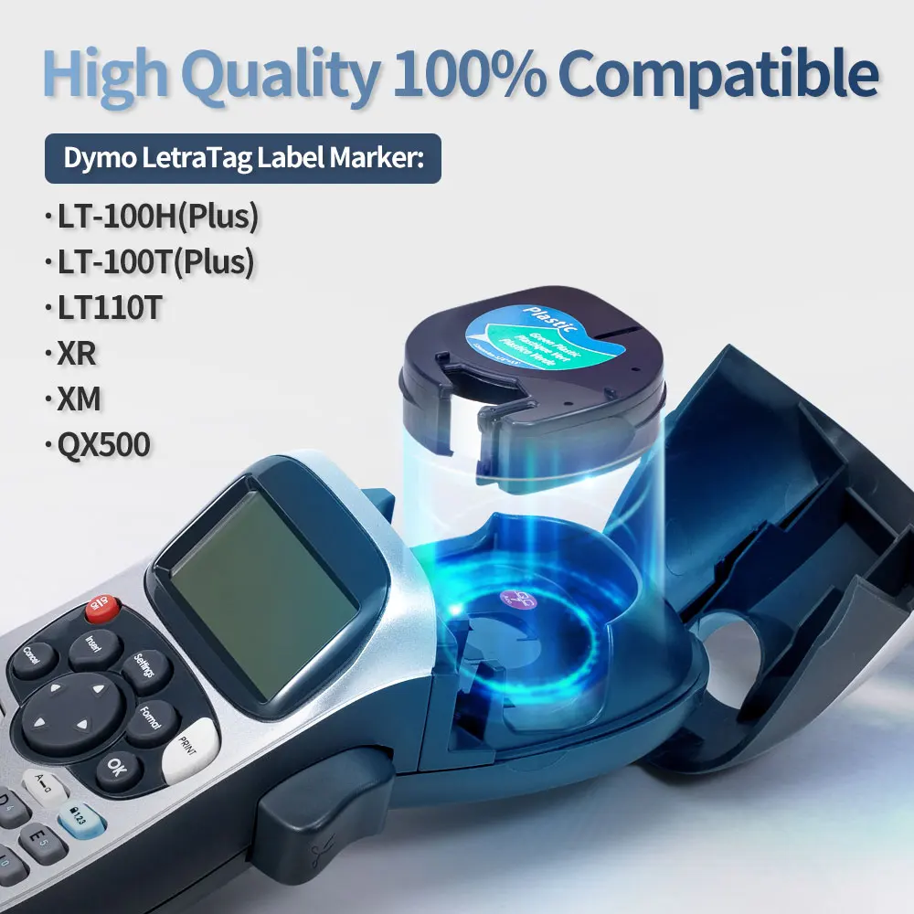 5-10PK Compatible for DYMO LetraTag P12 Printer Label Tape 91200 91201 91202 91205 Labeling Ribbons for Dymo LT-100H Label Maker