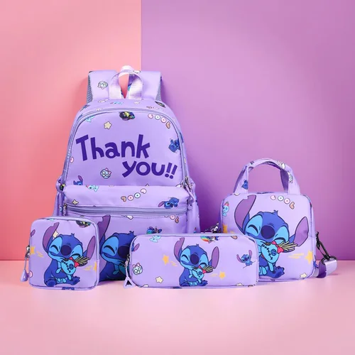 Imagen 2 del producto Mochila Stitch de 4 piezas, estuche para lápices, bolso de hombro, conjunto de billetera, bolso escolar Stitch y Angel, mochila de viaje informal para estudiantes, regalo