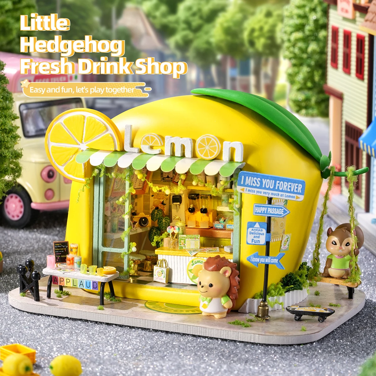 

Micro fruit lemon house doll house set 3D puzzle model DIY handmade toy set, room bedroom decoration girl birthday gi