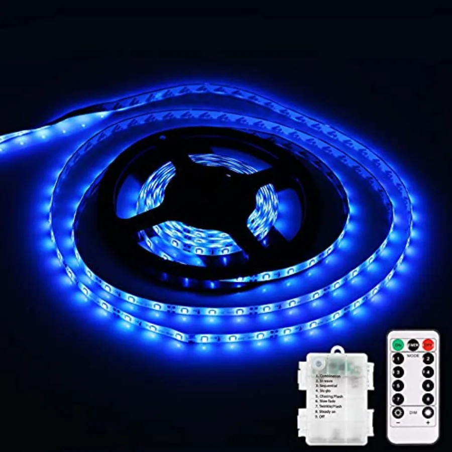 LED Strip Lights Battery Operated, 9.8ft 90 LED Strip Lights with Remote Controller Timer Dimmable, Waterproof Flexible Lights
