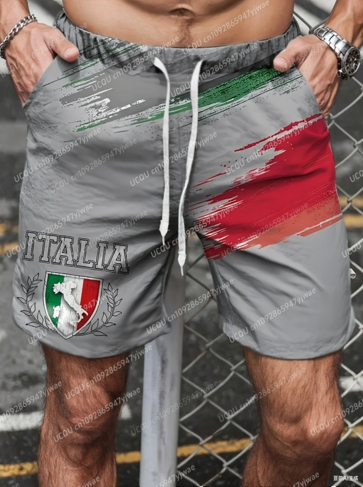الصيف الرجال إيطاليا العلم طباعة السراويل موضة البوليستر سريعة الجافة مجلس السراويل الذكور الرياضة رياضة ملابس السباحة تصفح السباحة جذوع للرجل