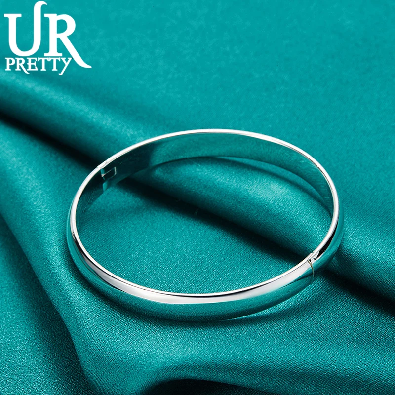 925 Sterling Silver Opening Charm 8mm Glaze Bangle Bracelet For Women Party Gift Engagement Wedding Fashion Jewelry