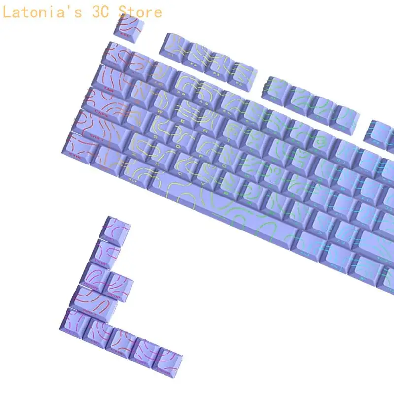 97-Tasten-PBT-Seitendruck, durchscheinende Tastenkappen für mechanische Tastatur-Tastenkappe X3UB – Detail 8