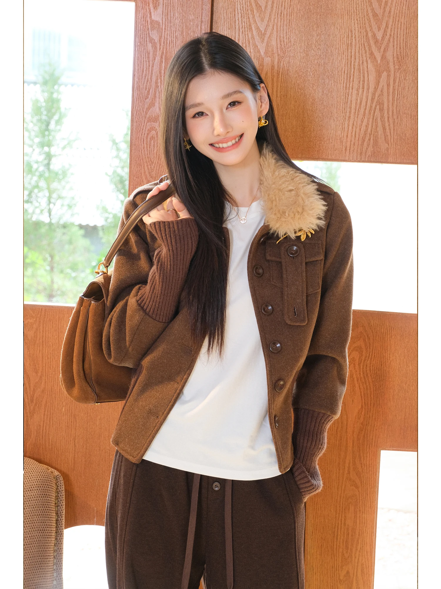 

MIUCO Premium Retro Fur Collar Women's Jaet ort Woolen Top Autumn New Sle Commute Single Button Chinese Made Online Exc...