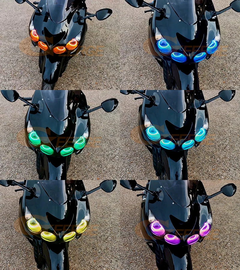 For Kawasaki Ninja ZX14 Zx14r ZZR1400 2006 - 2018 Bluetooth-Compatible APP Multi-Color Ultra Bright RGB LED Angel Eyes Kit