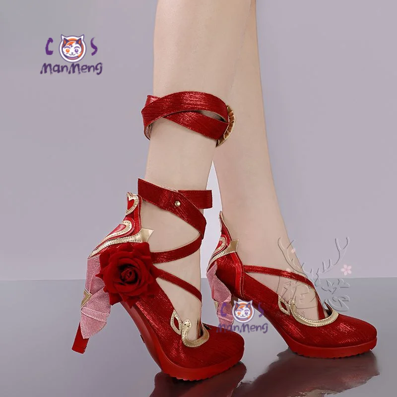 

Обувь для косплея Game Honkai Impact 3, Elysia, новые женские туфли на высоком каблуке Elysia с красным ремешком на Хэллоуин