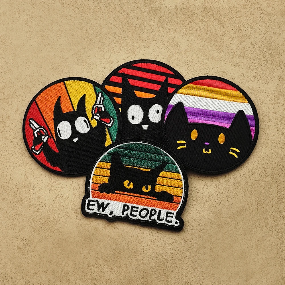 

Funny and Silly Cat Embroidered Patches I DO WHAT I WANT Applique Accessories Patches With Hook and Loop Backing