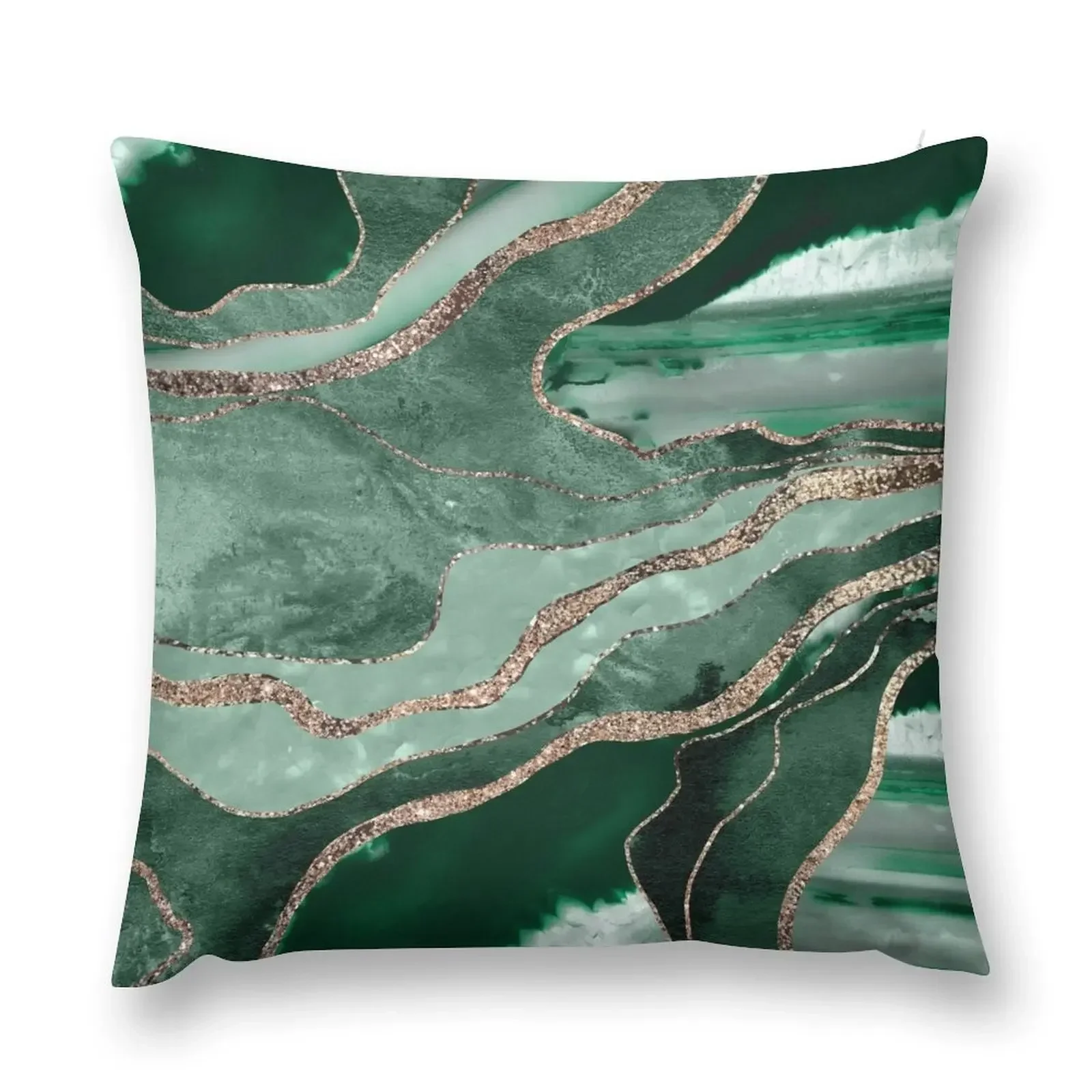 

Emerald Green Marble Agate Gold Glitter Glam #1 (Faux Glitter) #decor #art Throw Pillow christmas decorations 2025 pillow