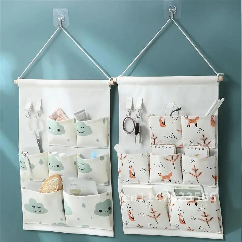 3/5/7 Pockets Cotton Wall Mounted Storage Bag Home Room Closet Door Sundries Clothes Hanging Bag Holder Cosmetic Toys Organizer