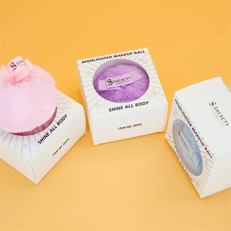 2 In 1 Big Puff Highlighter Makeup Powder  Plush Peach Ball  Loose  Setting  Sponge Cosmetic Tools