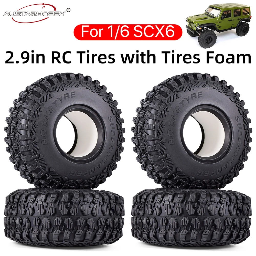 

Шины Austar RC с пенопластовой вставкой, колеса, шина для осевого SCX6 AXI05000 JLU Wrangler 1/6, радиоуправляемый гусеничный автомобиль, 2,9 дюйма, страховочная шина 180 мм