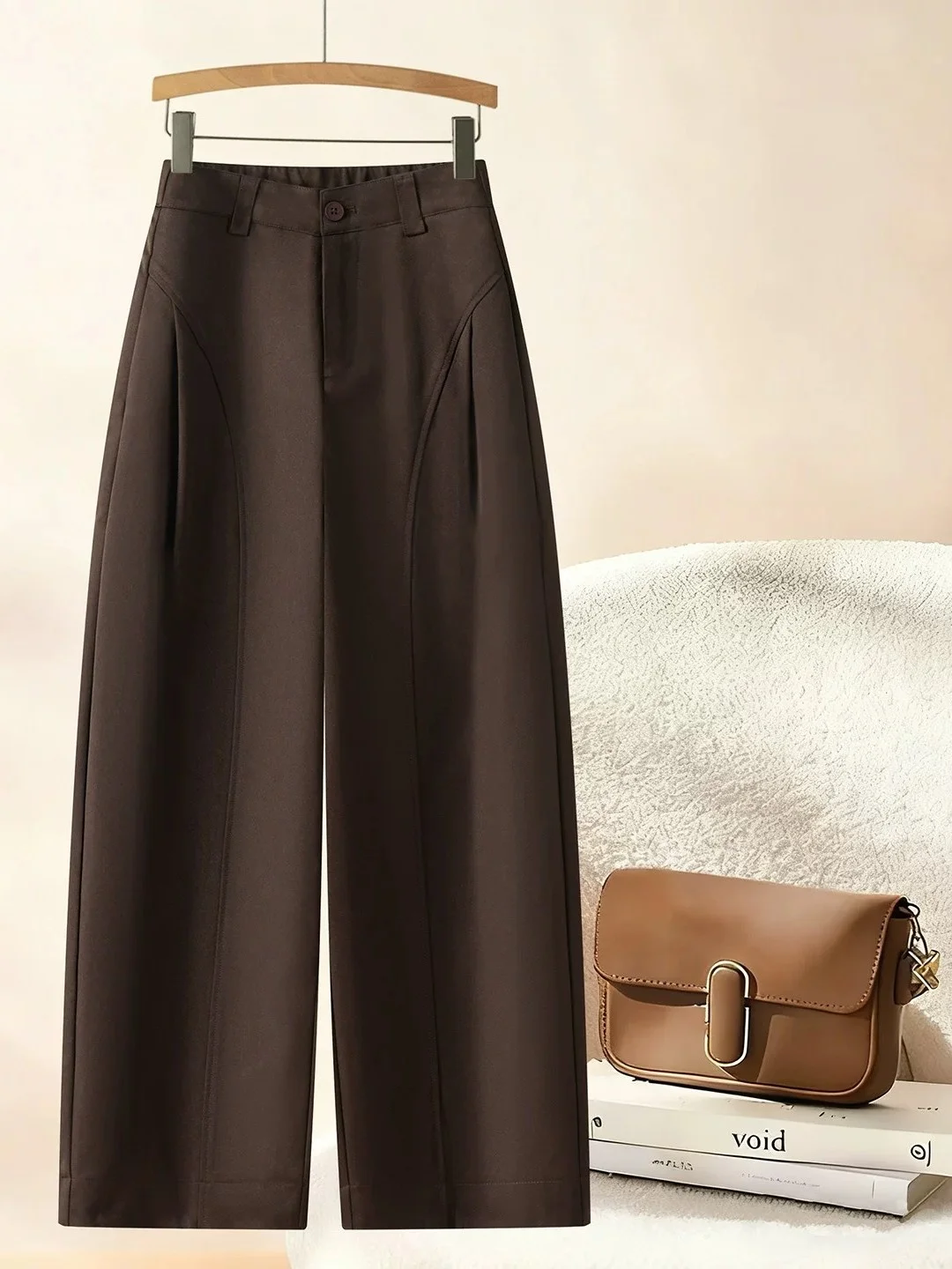 Fashionable High Waist Pleated Wide Leg Pants Loose Drapey Style Korean Commute Look Casual Slimming Knife  Trousers