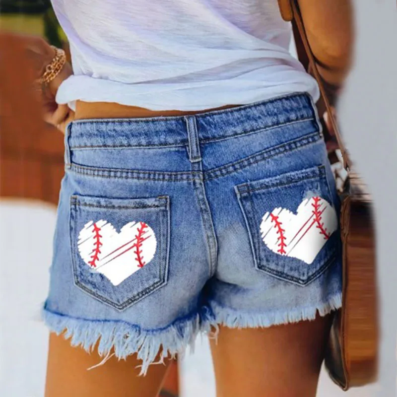 Summer Women's Fashion Broken-Hole Tassels Denim Shorts Straight Breasted Woman Female Hot Pants Lady Casual All-Match Storts