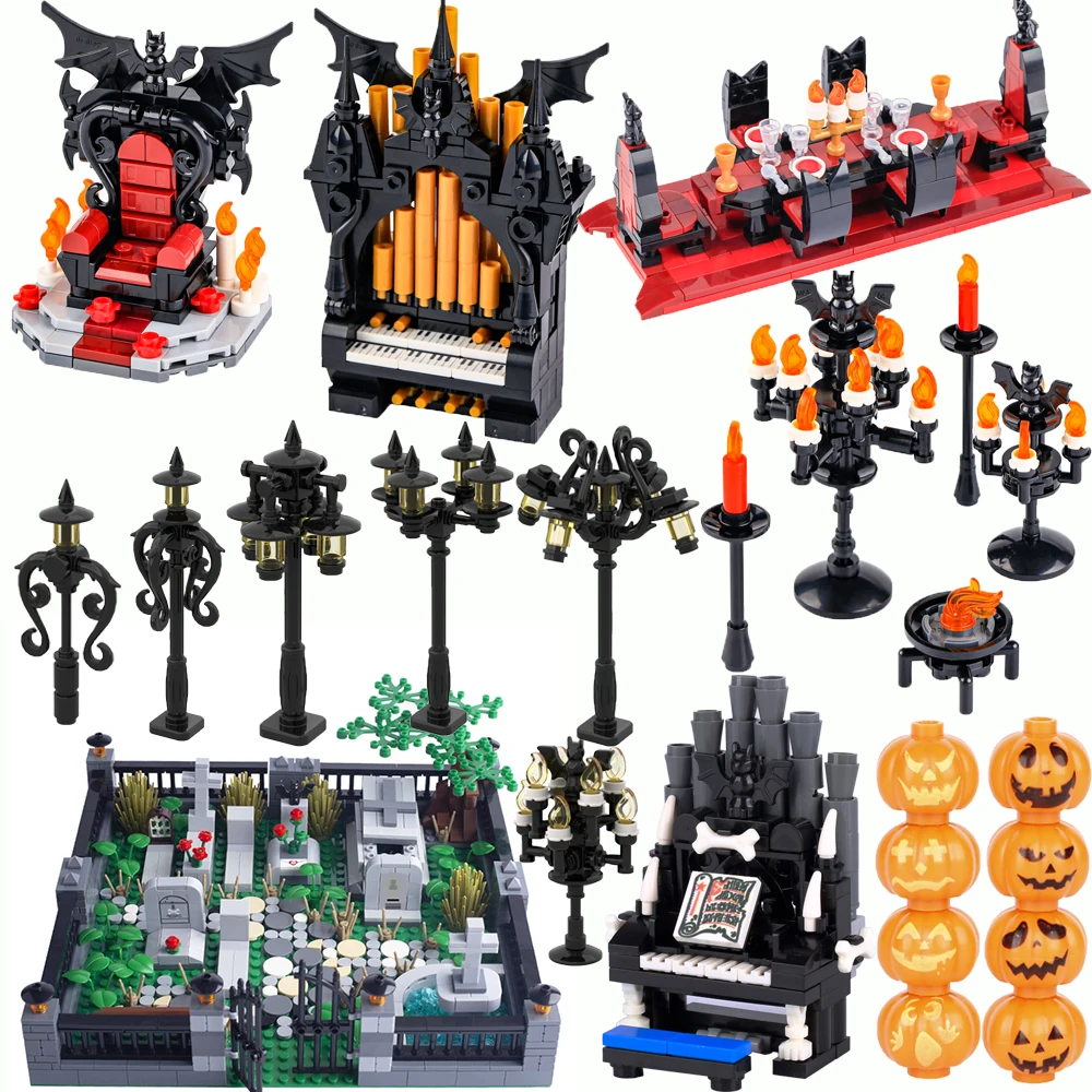 

MOC Halloween Pumpkin Head Building Blocks Set Skeleton Soldier Figures DIY Bricks Toys Children Christmas Halloween Gift