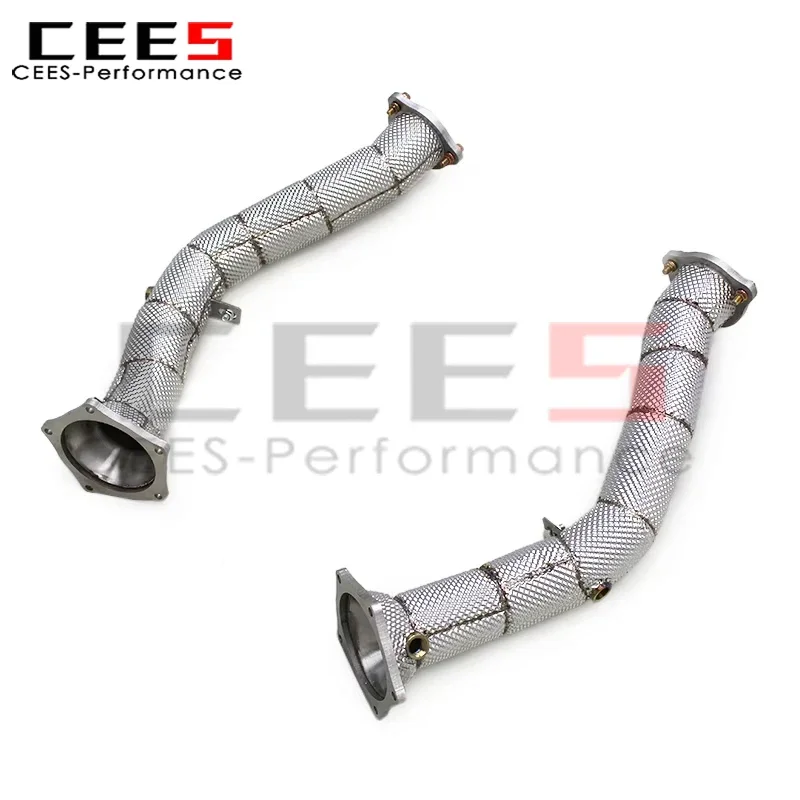 cees Free Flow Heatshield Exhaust Downpipe for Porsche Cayenne 958/958.1 4.8T 2011-2014 Header Stainless Steel Exhaust System