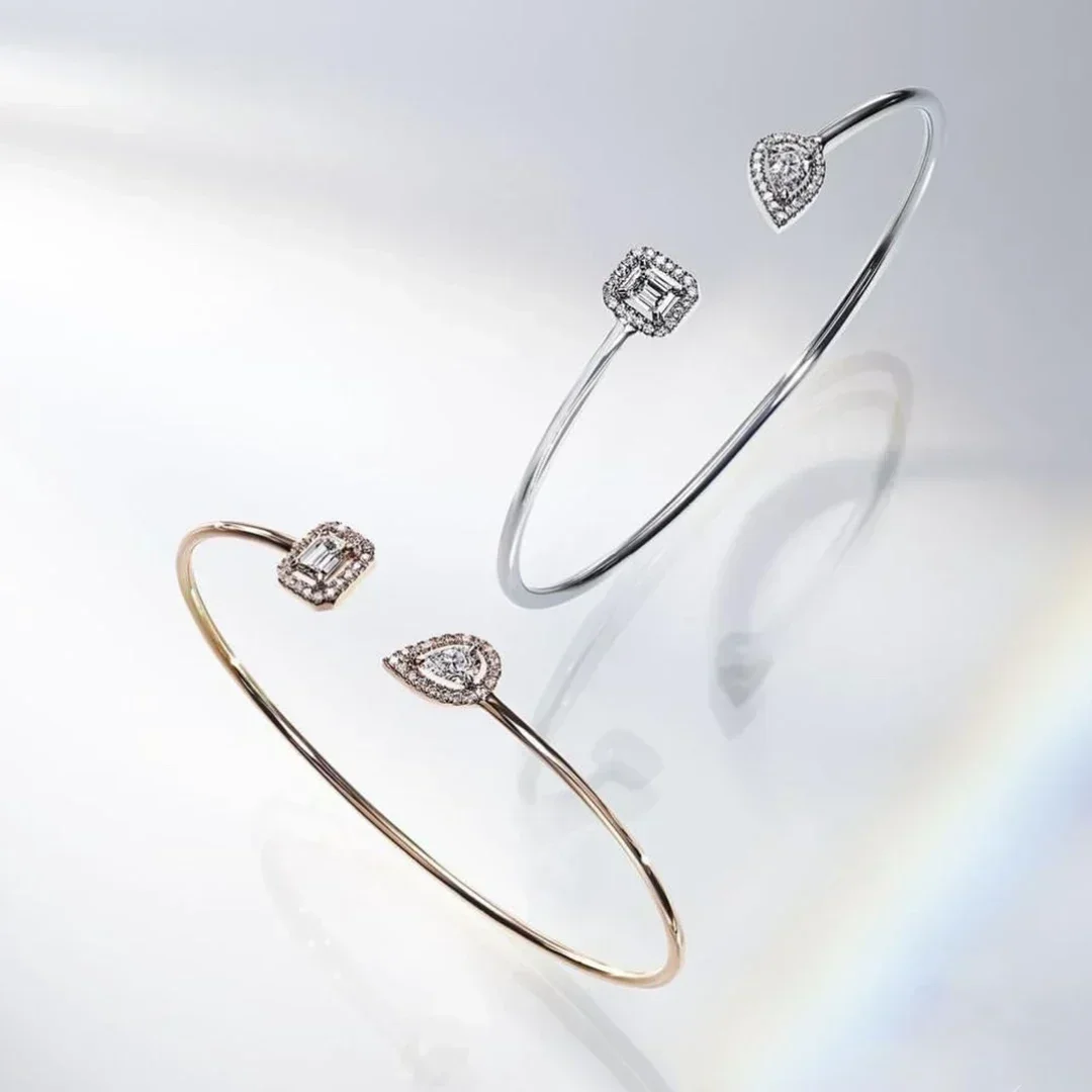 S 925 sterling silver plated 18K gold women's elastic open bracelet exquisite gift not fading