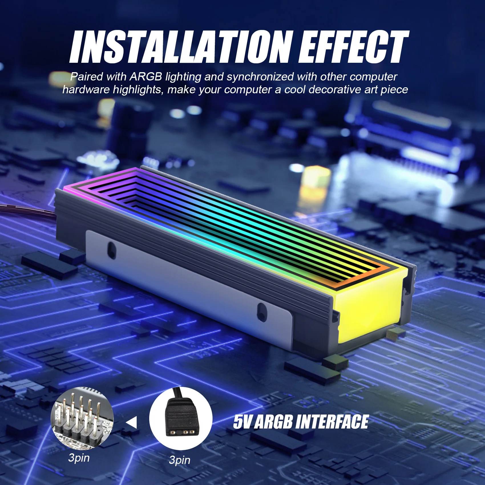 

【Горячие продажи!】 Компьютер синхронизации ARGB 5 В 2280 SSD M2 Радиатор ПК RGB M.2 Nvme Охлаждающий радиатор Твердотельный накопитель Охлаждающий Radiato A