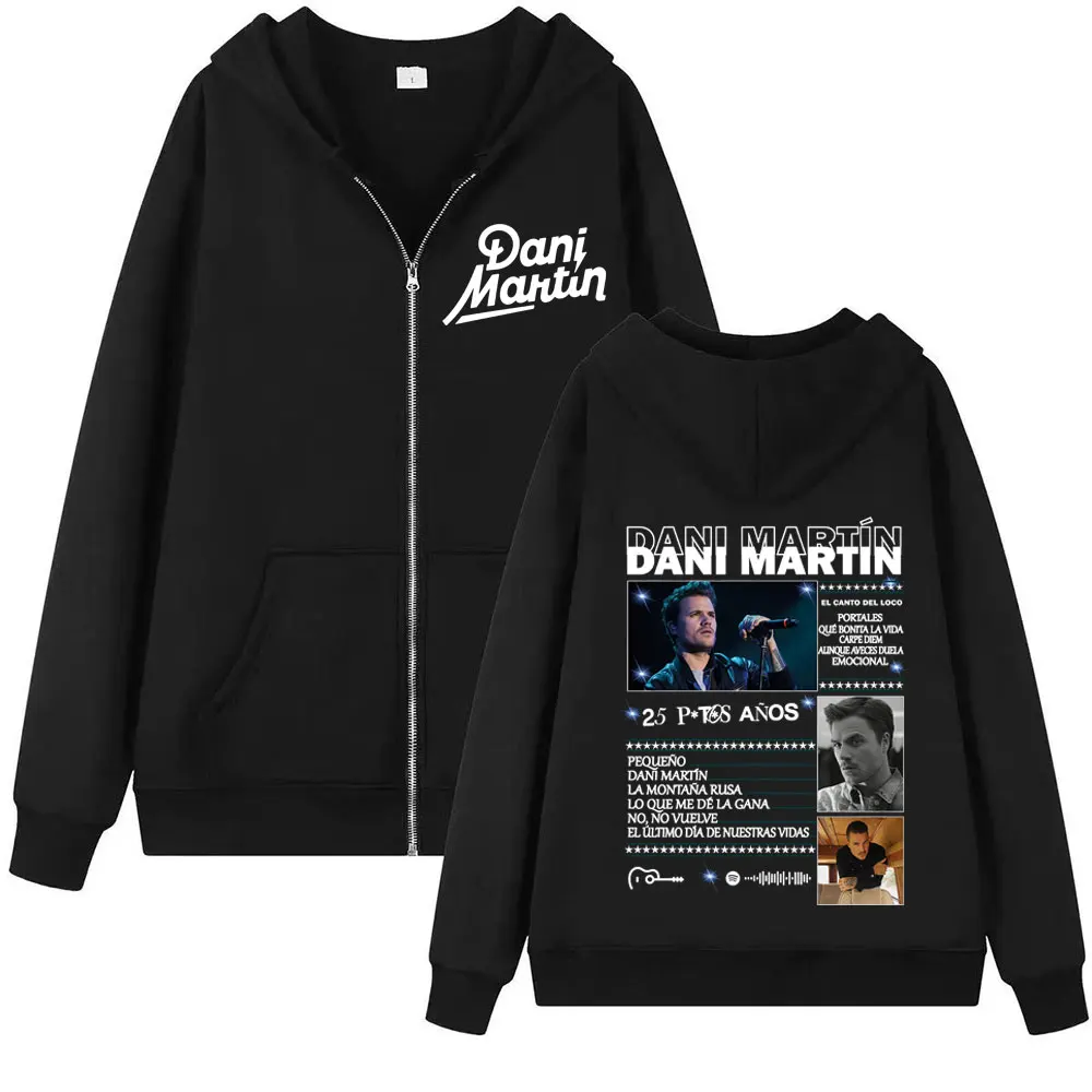 داني مارتن Ptos Anos جرافيك زمم هوديس الرجال النساء الموضة الكلاسيكية الاتجاه هوديي رجل المتضخم سحاب أكمام طويلة بلوزات