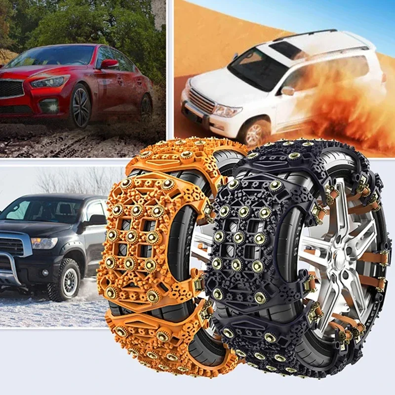 Heavy Duty Winter Snow Chains for Cars SUVs Trucks Universal TPU Anti Slip Tire Chain with Quick Lock System