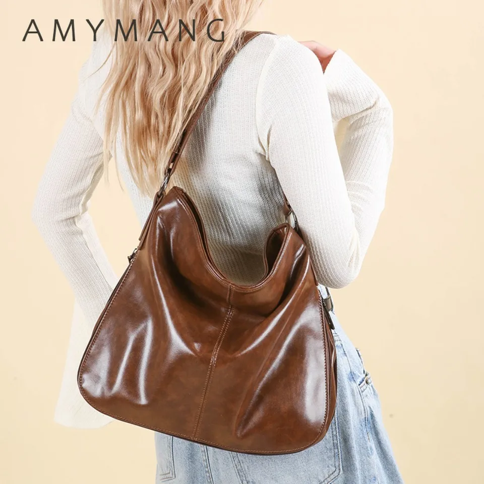 

Top-Handle Bags for Women Luxury Designer Ladies Handbag Large Capacity Quality Soft Oil Leather Crossbody Bag Commuting Sac