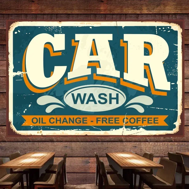 WASH CAP OIL CHANGE-FREE COFFEE Cars Poster Wall Painting For GARAGE Auto Repair Gas Station Wall Decor Banner Wall Hanging Flag