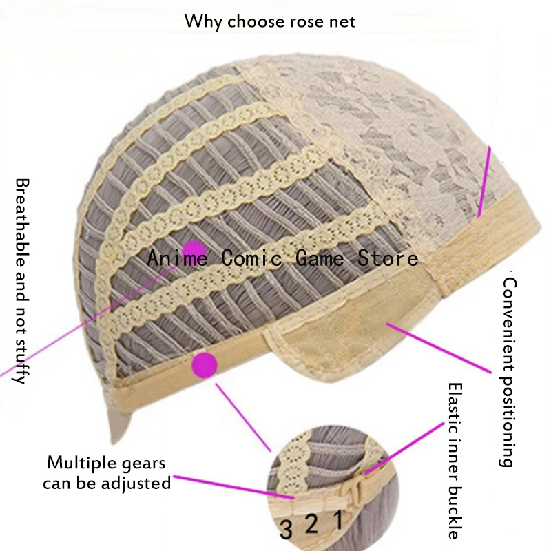 دوما شعر مستعار تأثيري ارتفاع درجة الحرارة ارتفع الداخلية شبكة شعر مستعار الدعائم لوتس بصمة هالوين كرنفال للبالغين