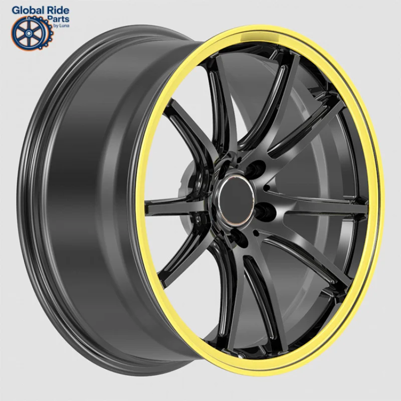 

Подходит для 19-дюймовой ступицы колеса Mercedes-Benz, кованый модифицированный обод на заказ, черный комплект, желтый край