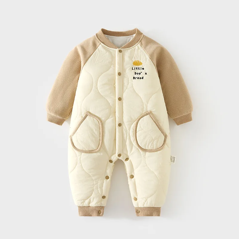 Baby Jumpsuit 120G Cotton Padded Baby Quilted Go out in Autumn and Winter Romper Thin Cotton Thickened Split Romper for Children
