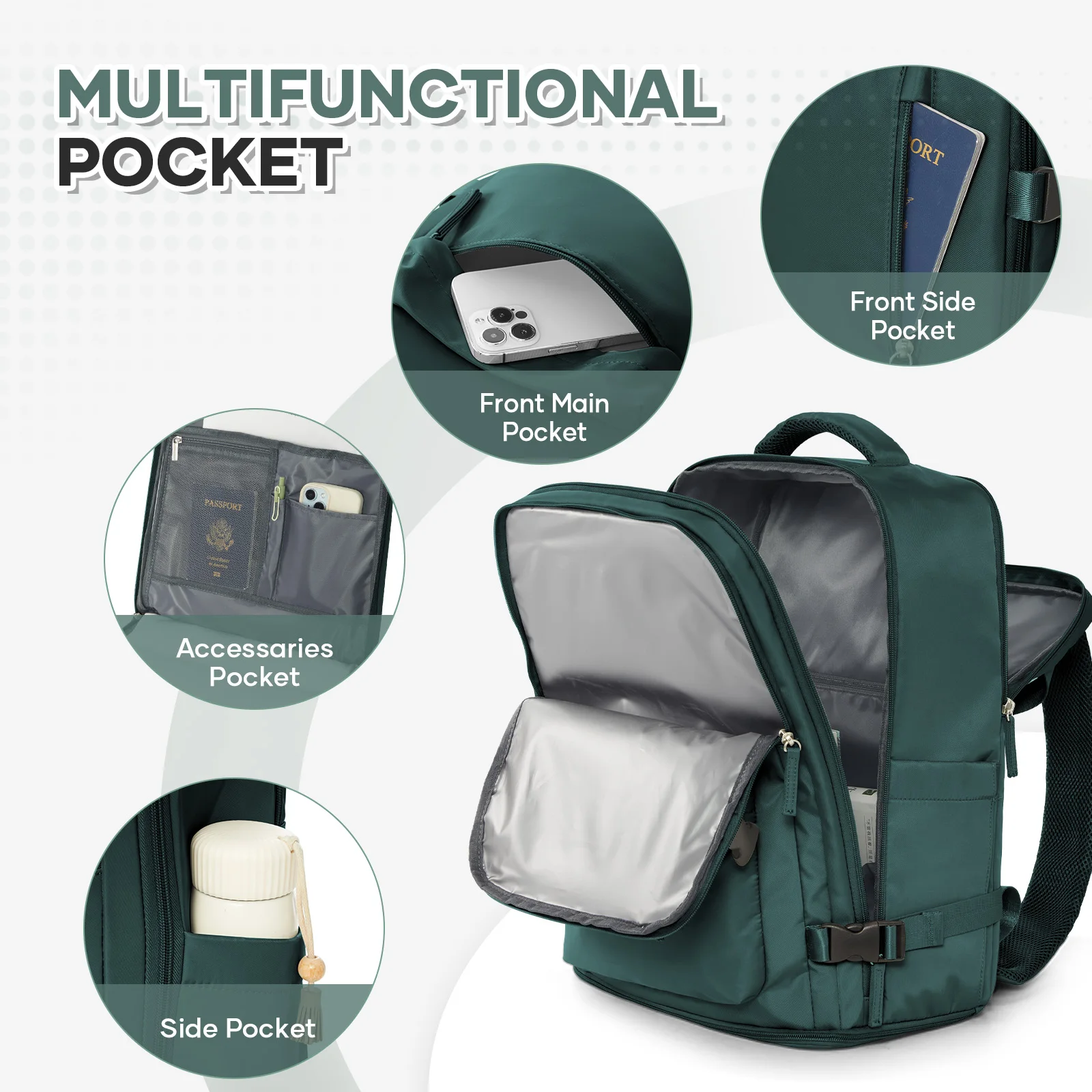 Travel Backpack Carry on Personal Item Bag for Flight Approved, 35L Hand Luggage Suitcase Waterproof Weekender Bag for Men Women