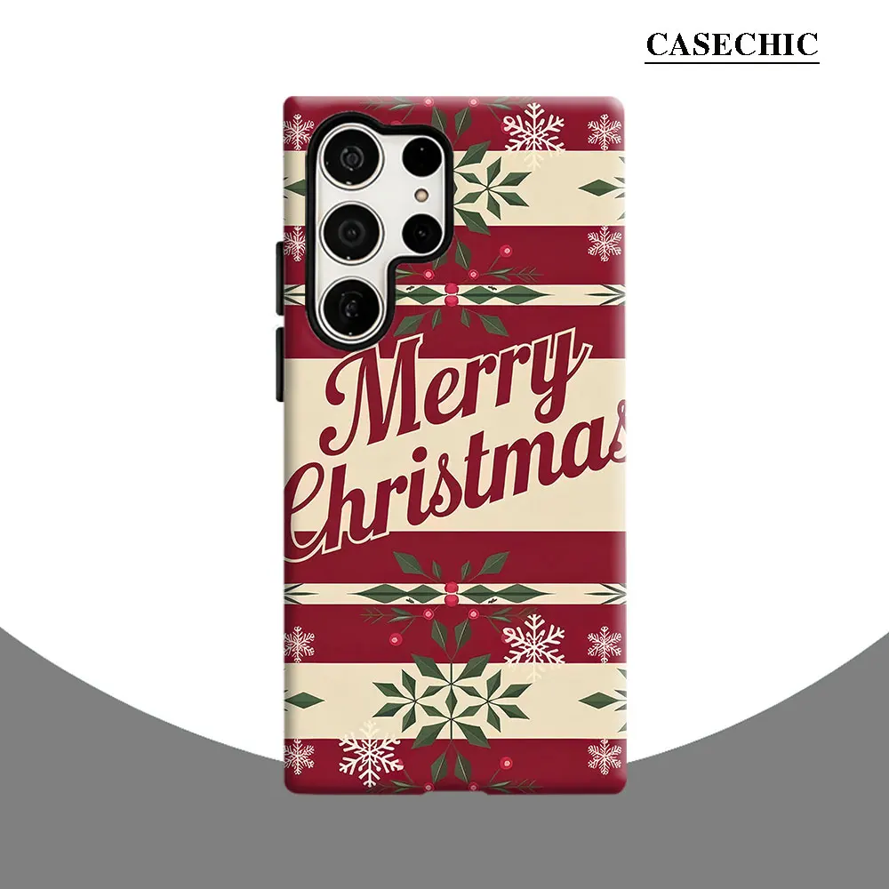 Christmas Greeting Card Phone Case for Samsung Galaxy S26 S25 Ultra S24 S23 Ultra Plus Shockproof Double layer tough Back Cover
