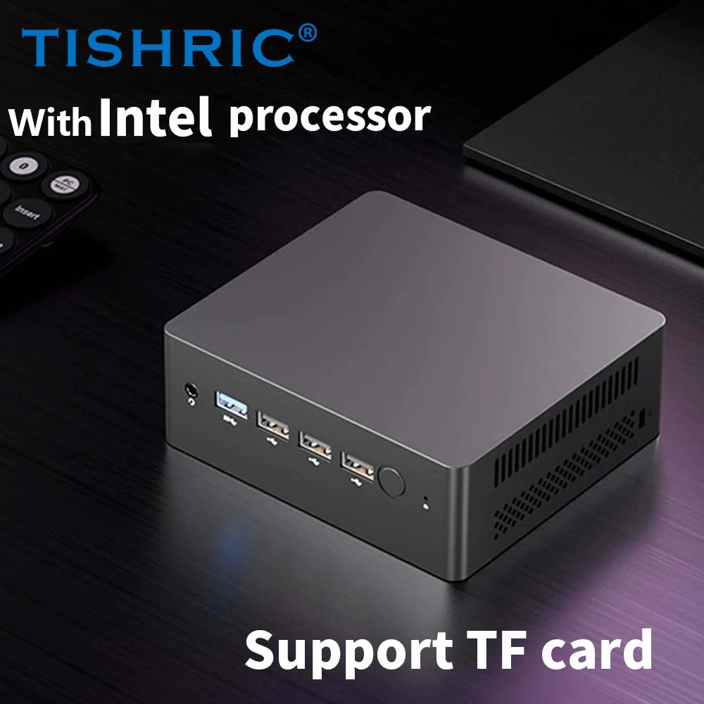 TISHRIC MINI PC 12th N100 Mini Host Computer Desktop 8 + 256GB 16 + 512GB DDR5 SSD WIFI per Win10 WIN11 Supporta Ubuntu Home Office