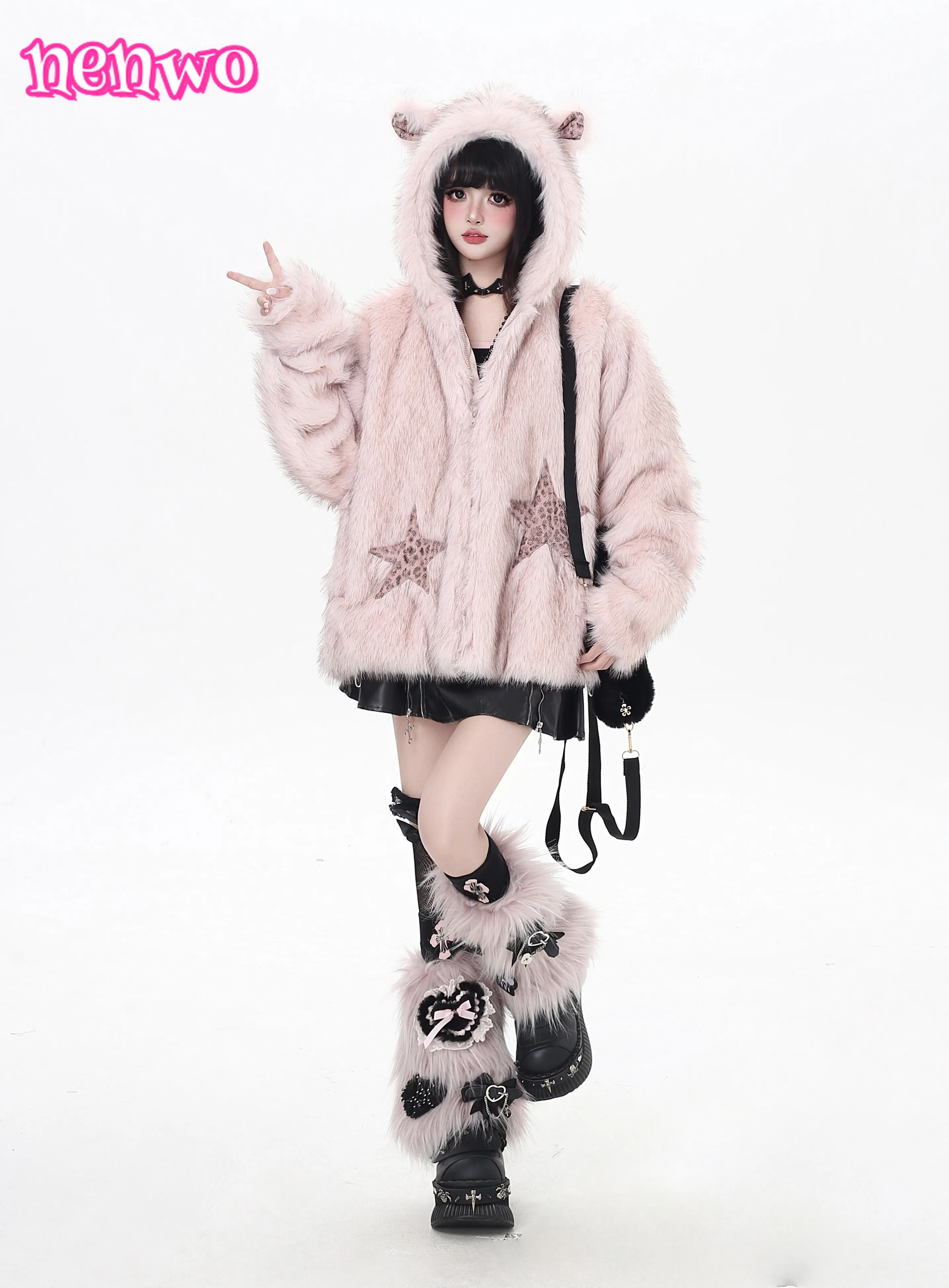 Y2K スリムフィット フェイクファーコート 女性用、体型を美しく見せる冬用ジャケット スイートクールスタイル 多用途アウターウェア