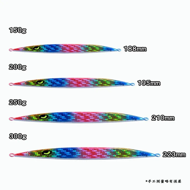 Fast Sinking Long Metal Jig Fishing Lure Slow Cast Jigging Spoon 150G 200G 250G 300G Artificial Shore Metal Bait Sea Tackle