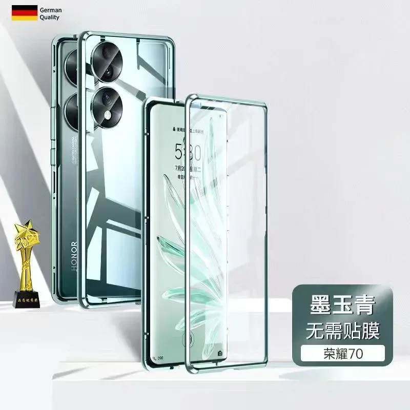 For Honor 70 Pro honor70Pro Mobile Phone Case Ultra Clear Double-sided Glass Cover Anti-fall All-inclusive Lens Phone Case Shell image 3