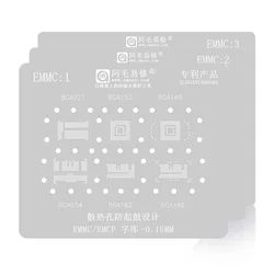 Amaoe EMMC 1 2 3 BGA Reballing Stencil 0.15MM Thickness Planting Tin Net BGA EMCP EMMC Reballing Phone Repair Tools