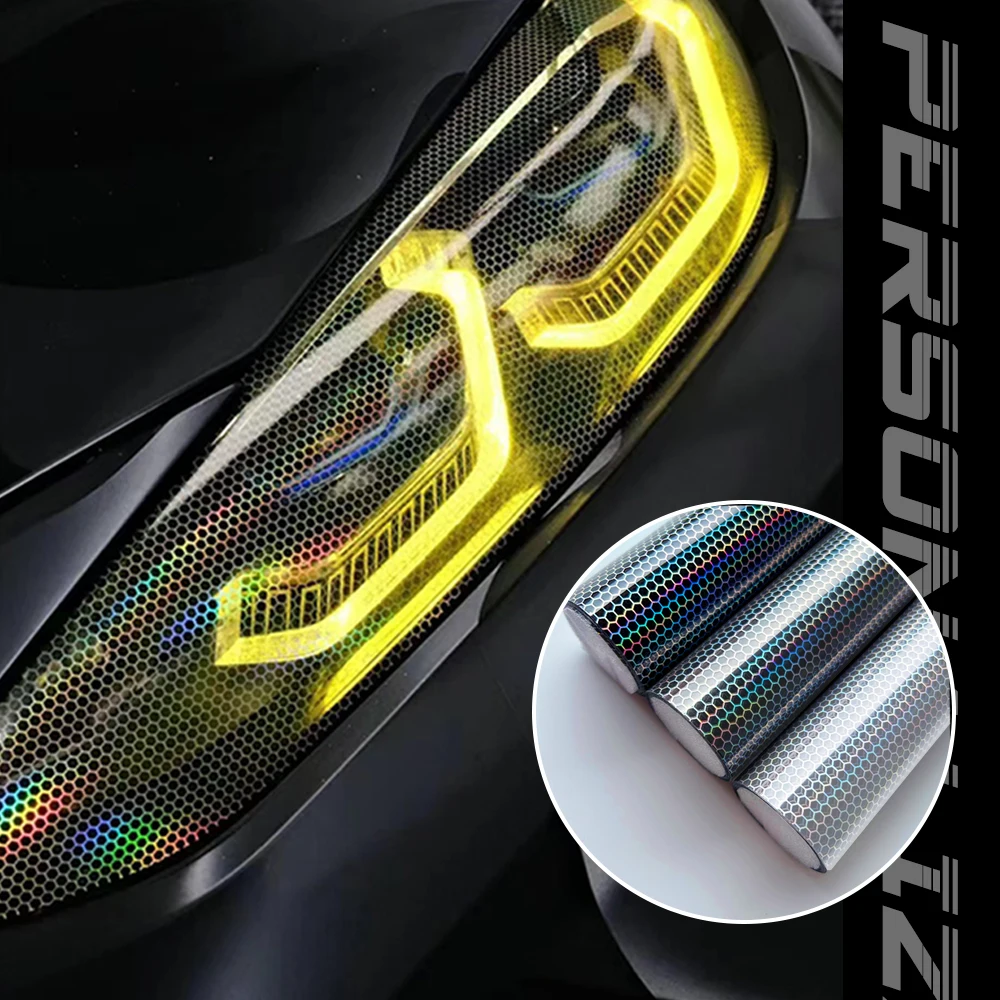 

Car Laser Honeycomb Headlights Taillight Lamp Vinyl Wrap Automobile Headlight Tint Waterproof Film Fog Light Taillight Stickers