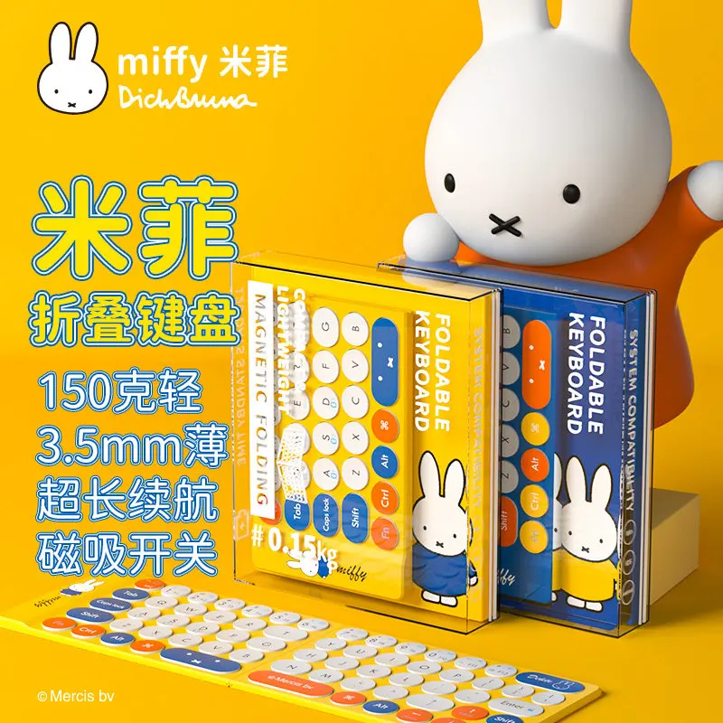 Miffy Foldable Wireless Bluetooth Keyboard Ultra-Thin Silent Mini Portable Keypad Compatible With Phone Tablet Keyboa Gift