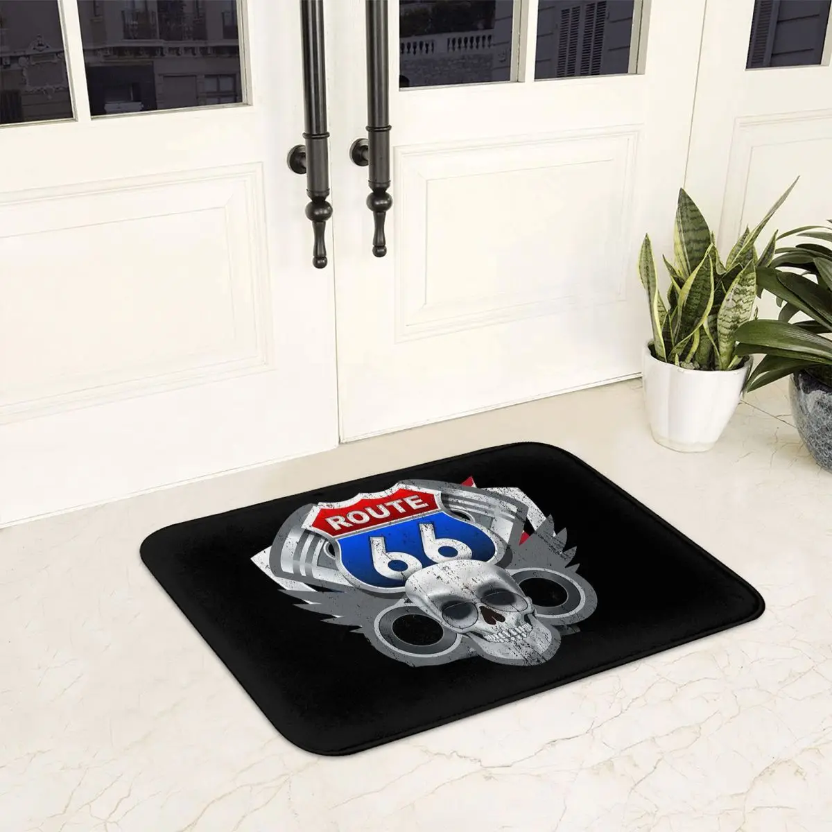 Biker Route 66 Mother Road American Doormat Non-slip Bathroom Floor Mats Home Entrance Rugs Kitchen Living Room Carpet Footpad