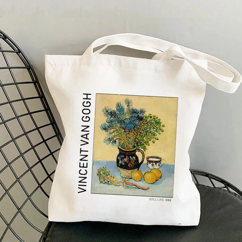 Shopper Van Gogh Img Gedruckt Kawaii Tasche Harajuku Frauen Einkaufstasche Leinwand Shopper Tasche Mädchen Handtasche Tote Bag Schulter Dame tasche