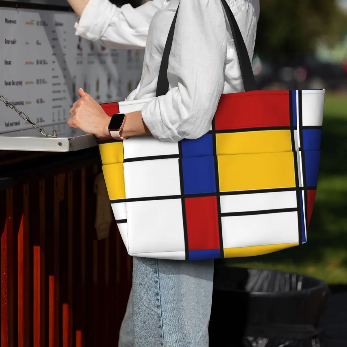 

Piet Mondrian Beach Tote Bag Sport Gym Yoga Duffle Large Tote Bag Women Travel Bag Fitness bag