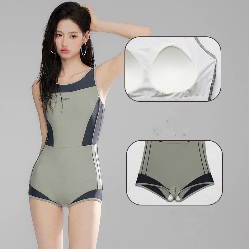 Women One Piece WaterProof Paded Beach Sports Surfing SwimWear Female Professional Push Up Bathing Quick-Dry Athletic SwimSuit